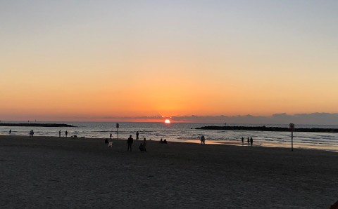 A sunset greeting on our first day in Tel Aviv
