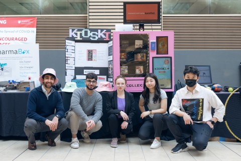 Kioski creators and UBC students (pictured from left to right): Parsa Khodabakhshi, Ranvijay Mdahar, Natalie Tsvetkov, Lisa Wang, and Martino Kang.